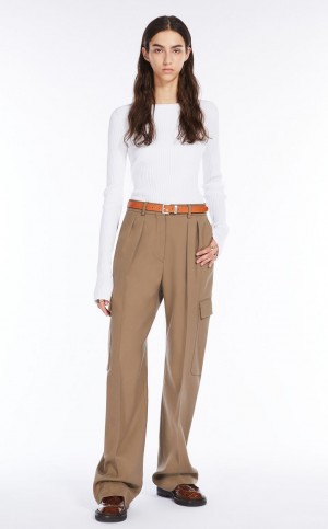 BEIGE MaxMara Low-rise Cargo Trousers | MMR593779