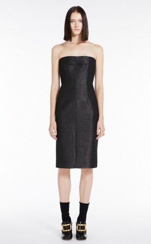 BLACK MaxMara Bustier In Metallic Effect Fabric Dresses | MMR593290