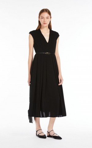 BLACK MaxMara Cady Belted Dresses | MMR593349