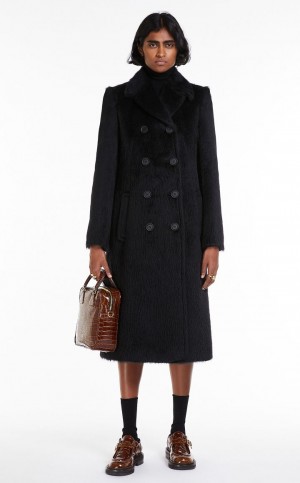 BLACK MaxMara Fitted-waist Alpaca Coats | MMR593837