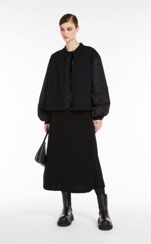 BLACK MaxMara Flared Jersey Bomber Jackets | MMR594042