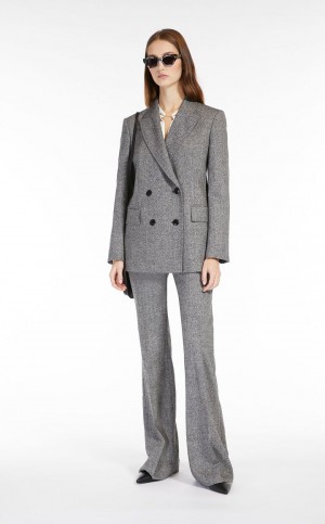 BLACK MaxMara Flared Stretch Wool Suit | MMR593541