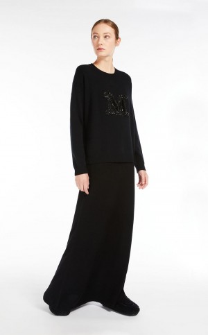 BLACK MaxMara Jewel Embroidered Cashmere Knitwear | MMR593424