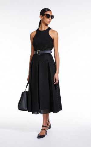 BLACK MaxMara Midi In Mesh Effect Jersey Skirts | MMR593717