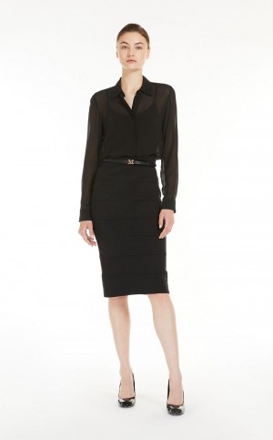 BLACK MaxMara Midi In Stretch Jersey Skirts | MMR593709