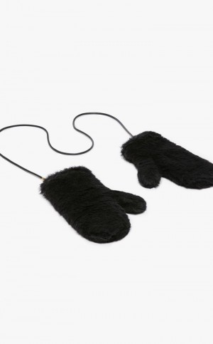 BLACK MaxMara Mittens In Teddy Fabric Gloves | MMR594234