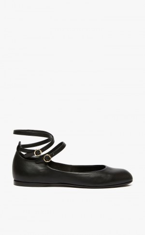 BLACK MaxMara Nappa Leather Ballet Flat Shoes | MMR594226