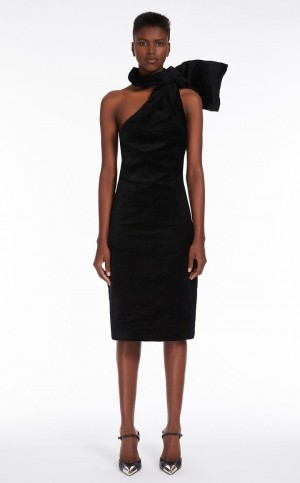 BLACK MaxMara One-shoulder Velvet Dresses | MMR593294