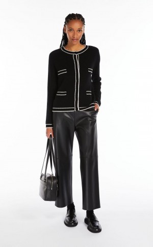 BLACK MaxMara Pocket-detail Wool And Cashmere Cardigan Knitwear | MMR593442