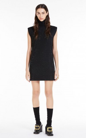 BLACK MaxMara Sleeveless With Rhinestones Dresses | MMR593288