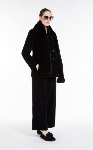 BLACK MaxMara Wide-fit Velvet Trousers | MMR593785