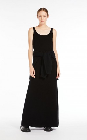 BLACK MaxMara Wool And Cashmere Slip Dresses | MMR593297