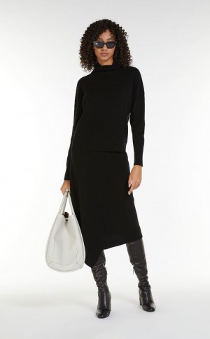 BLACK MaxMara Wool And Cashmere Yarn Skirts | MMR593694