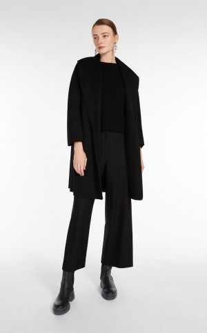 BLACK MaxMara Wool Robe Coats | MMR593927