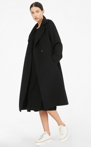 BLACK MaxMara Wool Robe-style Coats | MMR593910