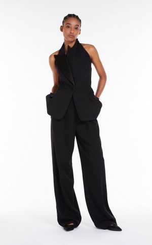 BLACK MaxMara Wool Tuxedo Waistcoat Suit | MMR593486