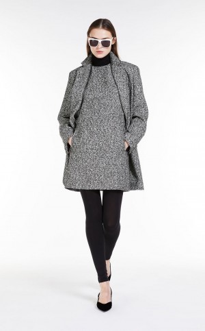 BLACK WHITE MaxMara Short In Wool-blend Tweed Dresses | MMR593318