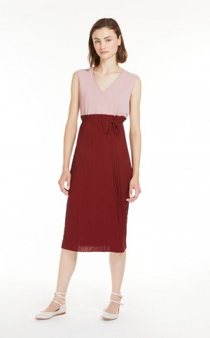 BORDEAUX MaxMara Belted Sheath In Jersey Fabric Dresses | MMR593296