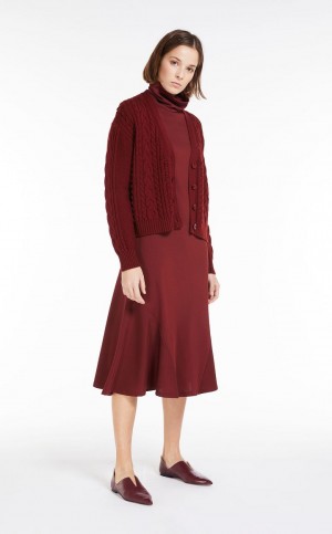 BRICK RED MaxMara Flowing Jersey Dresses | MMR593309