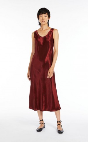 BRICK RED MaxMara Satin Dresses | MMR593316