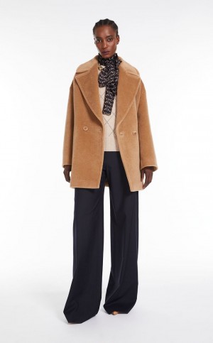 CAMEL MaxMara Double-breasted Alpaca And Wool Pea Coats | MMR593867