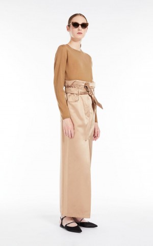 CAMEL MaxMara Long Satin Skirts | MMR593700