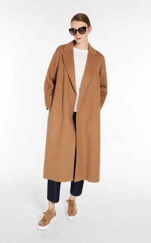 CAMEL MaxMara Long Wool Coats | MMR593929