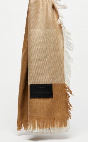 CAMEL MaxMara Macro Check Wool Stole Scarves | MMR594281