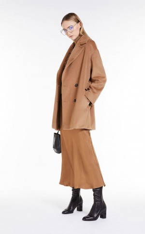 CAMEL MaxMara Wool Beaver Cloth Jacket Coats | MMR593855