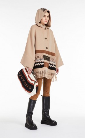 CAMEL MaxMara Wool Cape Coats | MMR593939