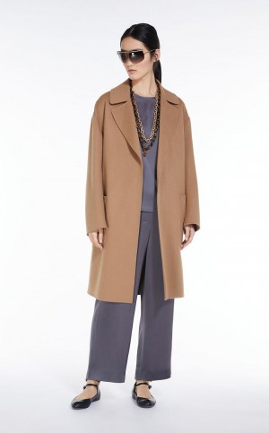 CAMEL MaxMara Wool Robe Coats | MMR593936