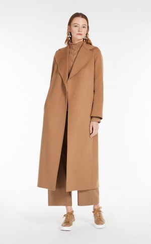 CAMEL MaxMara Wool Robe-style Coats | MMR593902