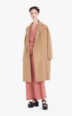 CAMEL MaxMara Wrap In Wool Coats | MMR593915