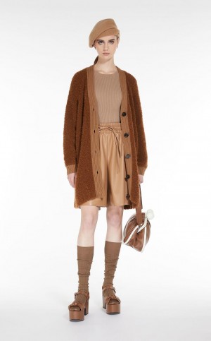 CARAMEL MaxMara Oversized Cardigan In Alpaca And Wool Knitwear | MMR593434