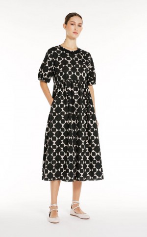 DARK GREEN MaxMara Printed Poplin Dresses | MMR593399