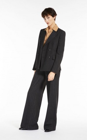 DARK GREY MaxMara Pinstriped Jersey Suit | MMR593511