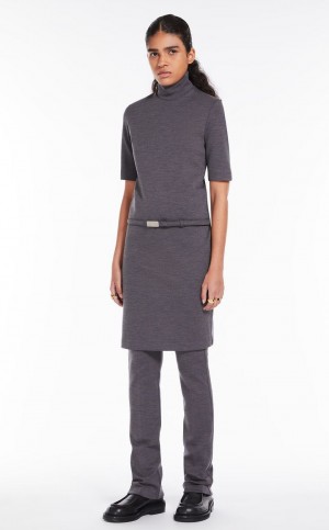 DARK GREY MaxMara Stretch Wool Jersey Dresses | MMR593307