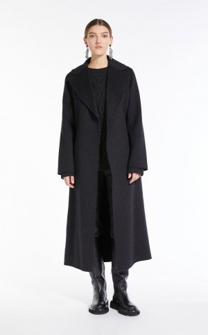 DARK GREY MaxMara Wool Robe-style Coats | MMR593906