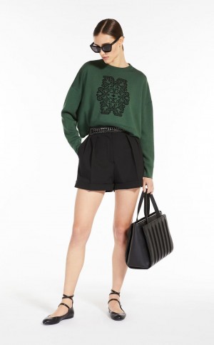 GREEN MaxMara Cropped In Jacquard Wool Knitwear | MMR593428