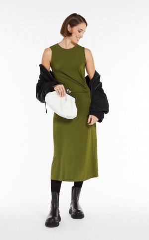 GREEN MaxMara Flared In Crepe Jersey Dresses | MMR593292