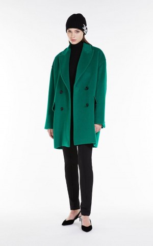 GREEN MaxMara Wool And Cashmere Oversized Jacket Coats | MMR593865