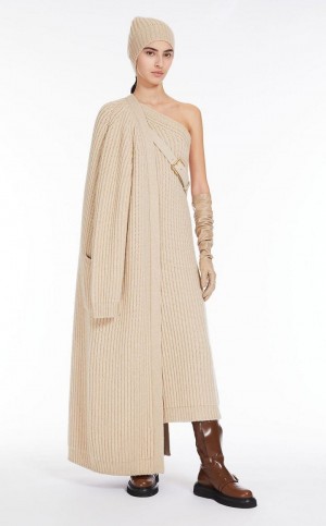 HONEY MaxMara Ribbed Wool And Cashmere One-shoulder Dresses | MMR593283