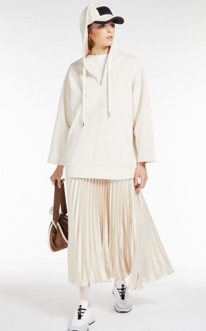 IVORY MaxMara Pleated Satin Skirts | MMR593733