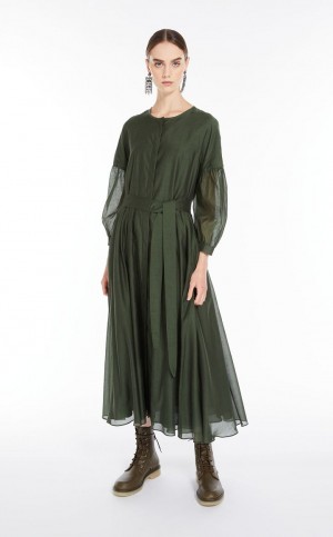 KAKI MaxMara Cotton And Silk Voile Dresses | MMR593369