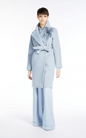 LIGHT BLUE MaxMara Cashmere And Wool Robe Coats | MMR593876