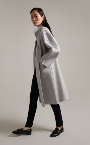 LIGHT GREY MaxMara Cashmere Cardigan Coats | MMR593904