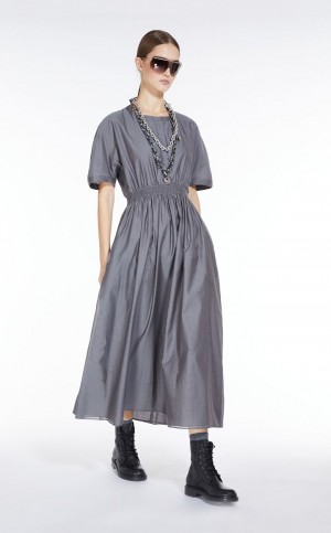 MEDIUM GREY MaxMara Cotton And Silk Voile Dresses | MMR593401