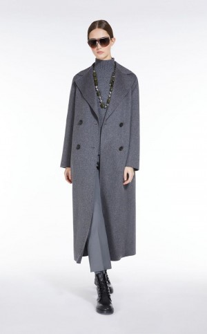 MEDIUM GREY MaxMara Double-breasted Wool Coats | MMR593872