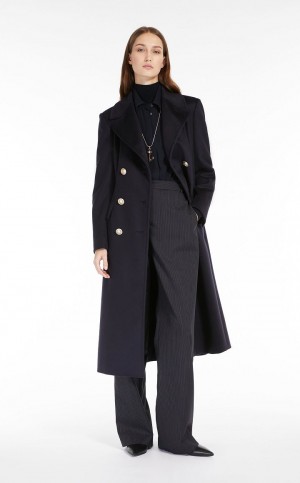 NAVY MaxMara Double-breasted Wool Coats | MMR593843