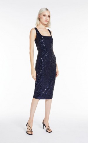 NAVY MaxMara Sequinned Sheath Dresses | MMR593327